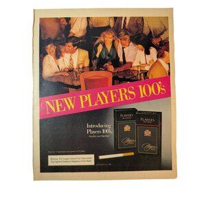 Vintage 1983 New Player 100s Cigarettes Friends at Bar Advertisement Print Ad